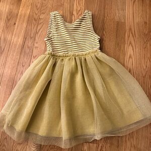 Striped Gold Girls Tulle Dress